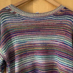 Maghashoni Kaleidoscope Striped Oversized Crew Neck Cardigan Sweater | Size M